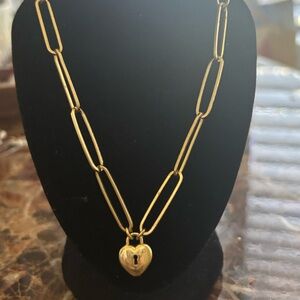 J. Crew Gold Heart Lock Necklace